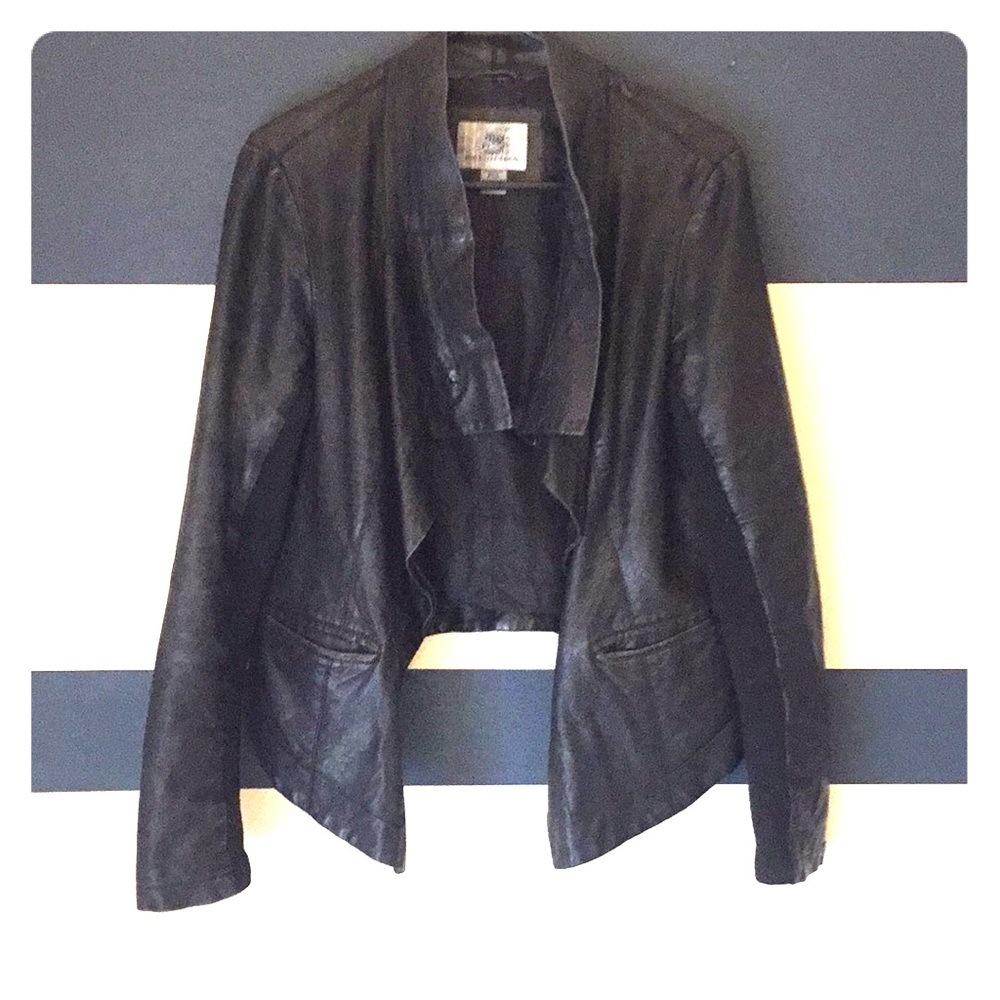 Paint and faded size large asymmetrical jacket